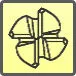 Piktogram - Rodzaj ostrzy freza: 4-ostrz z czołem płaskim z otrz.centralnymi zgr